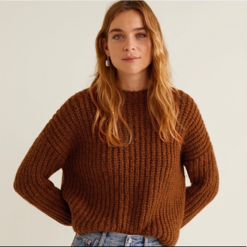Mango Brown Crew Neck Sweater